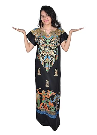 Cleopatra Pharao Kostüm Damen-Kaftan Faschingskostüm Karnevalskostüm Ägypterin, schwarz (L (44-46))