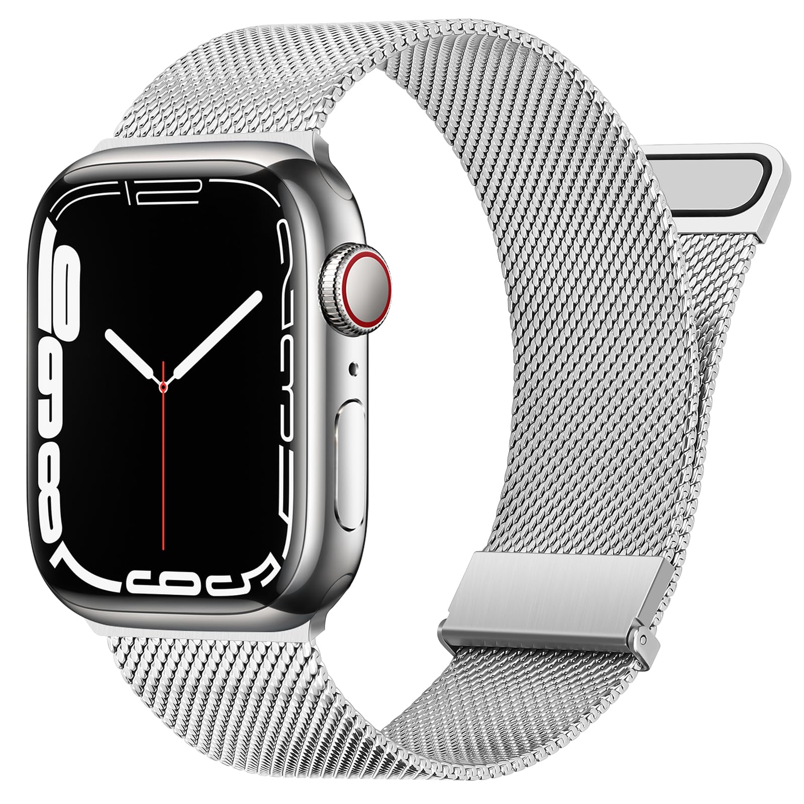 Amizee Metal Straps Compatible with Apple Watch Strap 49mm 46mm 45mm 44mm 42mm Women Men, Stainless Steel Dual Magnetic Clasp Strap for iWatch Ultra/Ultra 2 Series 10 9 8 7 6 5 4 3 2 1 SE (Silver)