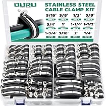 20-Pack 3/8 Inch Rubber Cushioned Cable Clamps - Stainless Steel, Insulated For Wiring & Hoses