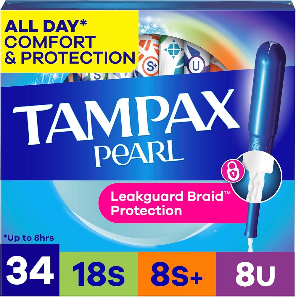 Tampax Pearl Tampons Trio Pack Super/Super Plus/Ultra Absorbency 34 Count