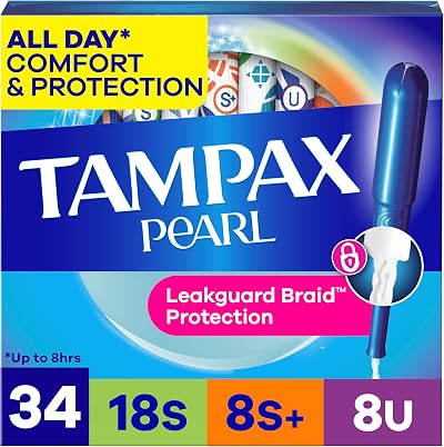 Tampax Pearl Tampons Trio Pack Super/Super Plus/Ultra Absorbency 34 Count