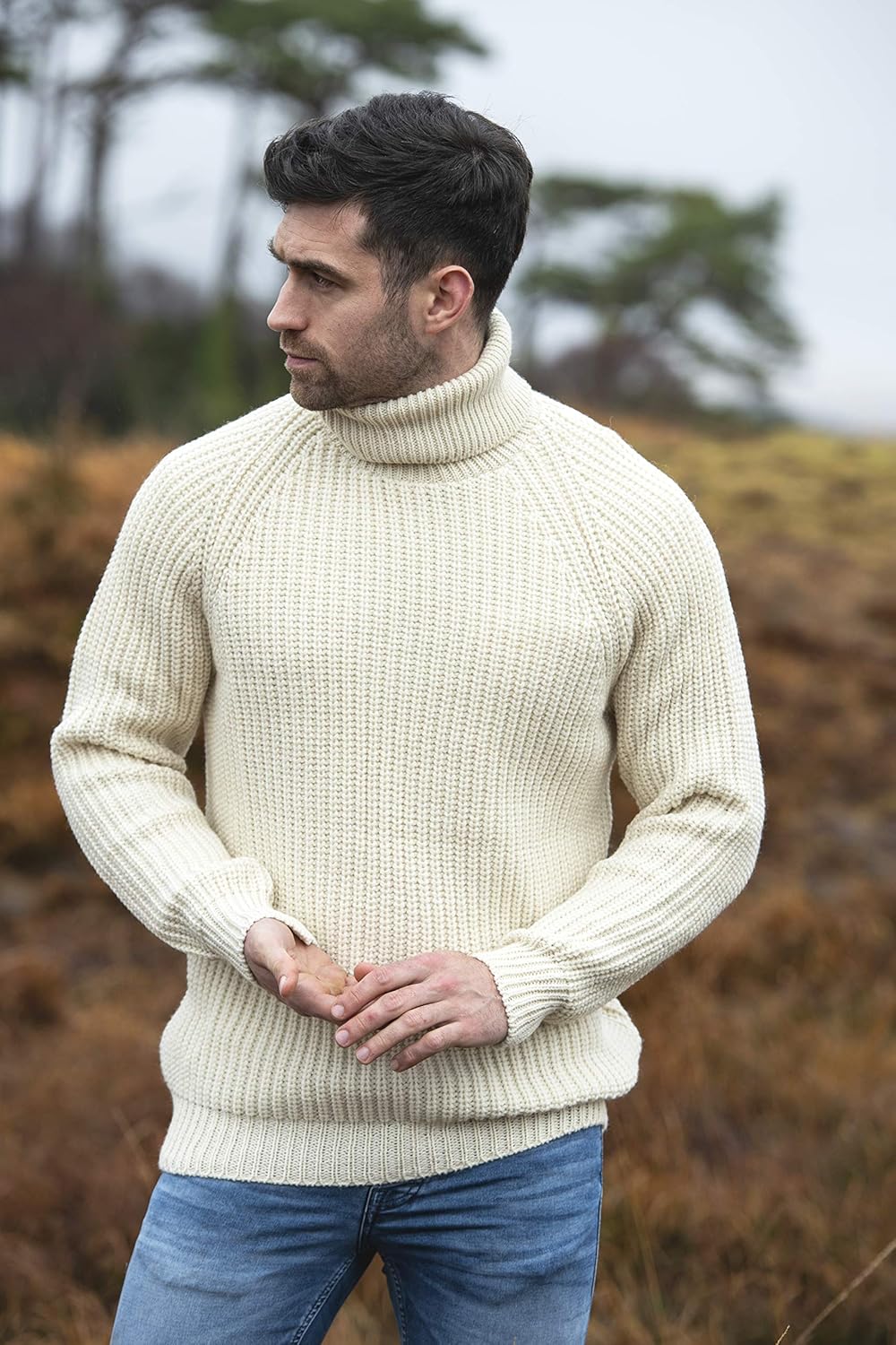 roll neck irish fisherman sweater