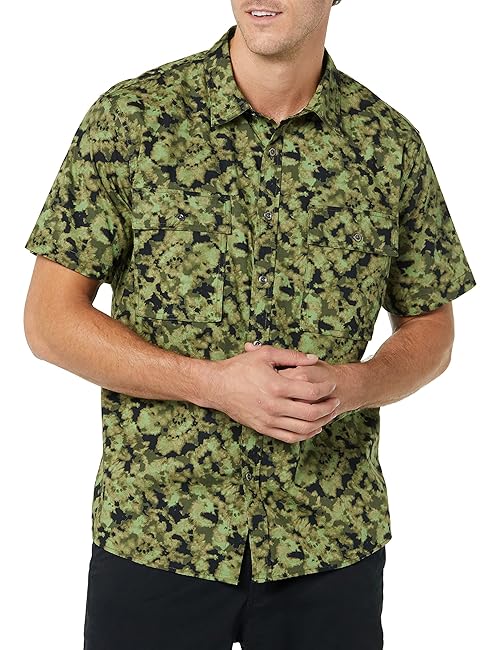 Amazon Essentials Men's Standard-Fit Short-Sleeve Two-Pocket Utility Shirt (Previously Goodthreads), Green Camo Print, XX-Large