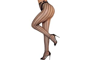 RSLOVE Sexy Fishnet Stripped Tights - Stockings for Women Mesh Pantyhose Stretchy Hosiery High Waist