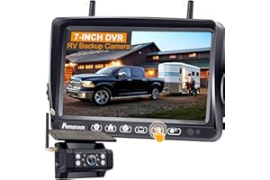 Wireless RV Backup Camera Install-Free for Trailer: 7 Inch Recording Monitor Solar RV Rear View Camera Long Battery Life Scra