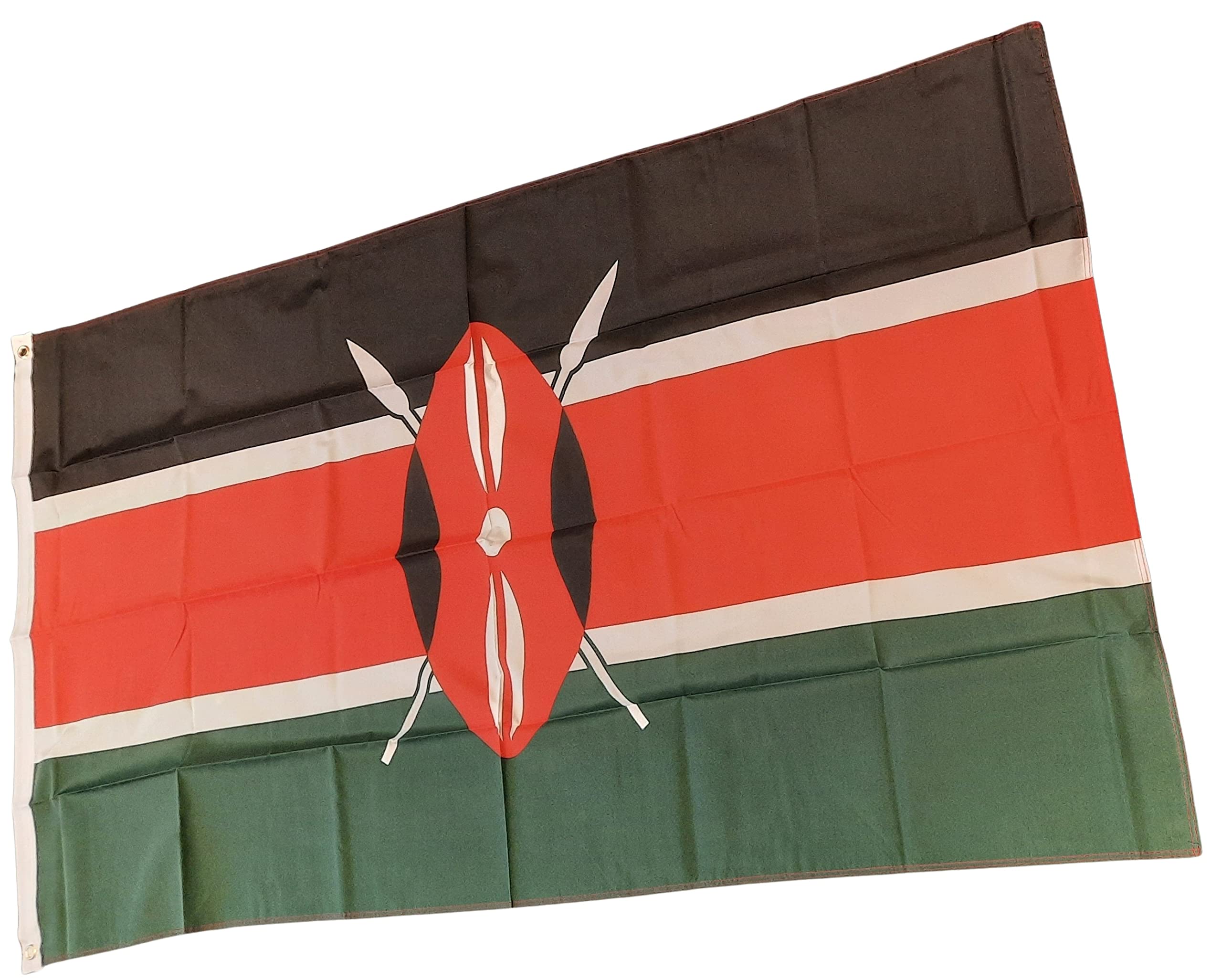 NWFlags Kenya Flag 5ft x 3ft 75d Premium Polyester Suitable For Flagpoles | Strong Polyester 5x3 foot material large Kenyan flag with 2 metal Eyelets