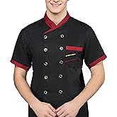 Malltohome Chef Short Sleeve Unisex Classic Double-Breasted Coat Jacket