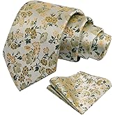 Alizeal Mens 3.15inches Flower Patterned Tie with Floral Printed Pocket Square