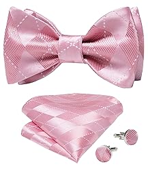 DiBanGu Pink Bow Ties for Men Plaid Bow Tie and
