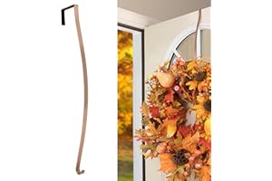 Haute Decor HighProfile® Curved Wreath Hanger (Brushed Copper) - Over The Door Wreath Holder Hook for Doors with Raised Features and Trim