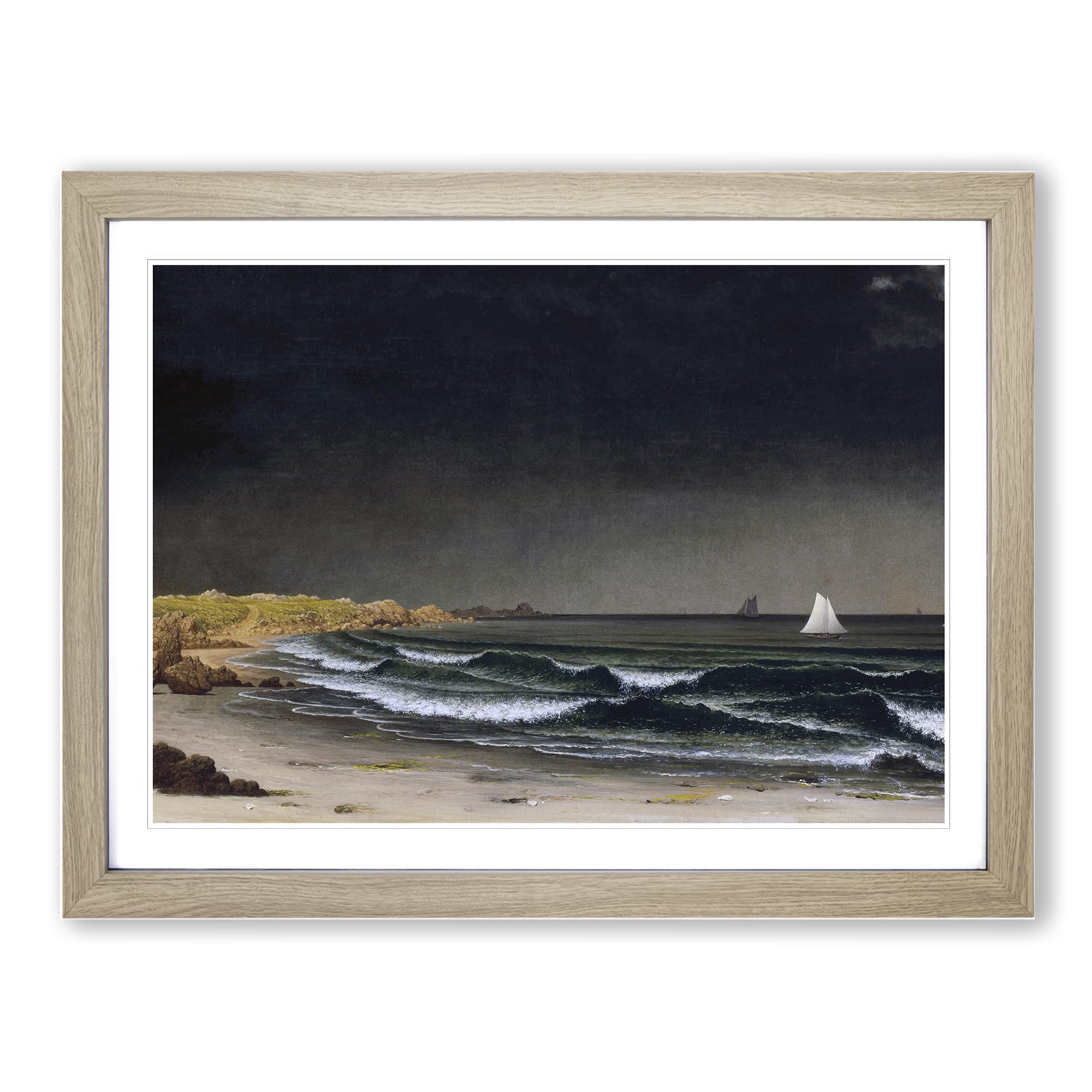 Approaching Storm By Martin Johnson Heade Classic Painting Framed Print | A4 Oak Framed Wall Art | Ready to Hang | Classic Landscape Picture | Living Room Bedroom Lounge Office