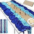 Windkream 5 Pcs Happy Passover Table Runner Parting The Red Sea 12x108 Inch Passover Placemats 35x118 Inch Blue Gauze for Home Decoration Seder Jewish Pesach Festival Indoor Dining Room Party Kitchen