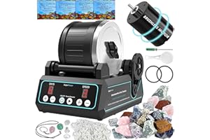 KOMESTONE K1 Pro Professional Cutting-Edge Brushless Motor Advanced Rock Tumbler Polisher Kit, Large 2.5Lb Barrel with 3-Speed & 9-Day Timer, Includes All Accessories, Ideal Gift for Adults & Collectors