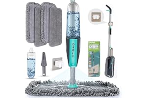 DARISHM Spray Mops for Floor Cleaning Microfiber Floor Mop with 4 Washable Pads 1 Holder 1 Scraper Wet Dry Floor Cleaner 360 Degree Spin Dust Mop Hardwood Floor Mop