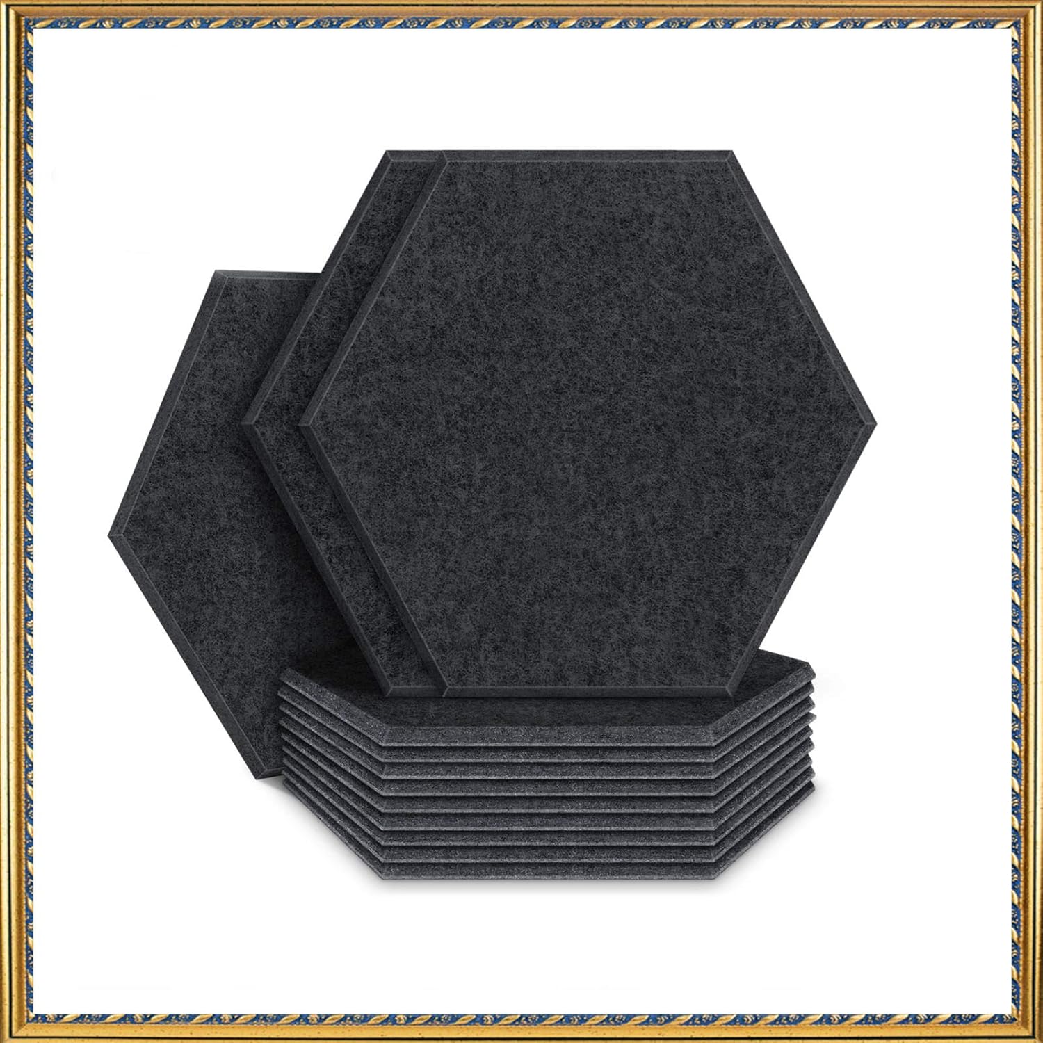 Paneles acústicos de amortiguación de sonido hexagonal, paquete de 12