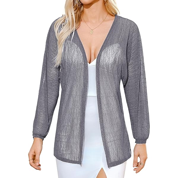 iClosam Women Casual 3/4 Sleeve Sheer Open Front Kimono Dressy