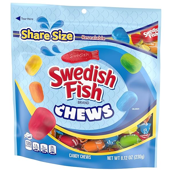 SWEDISH FISH CHEWS SOFT & CHEWY CANDY, SHARE SIZE, 8.12 OZ