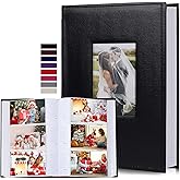 RECUTMS Photo Album 4x6 Pictures 300 Pockets Premium Leather Cover of Wedding Family Memory Photo Albums Book with Writing Space Memo Holds 300 Horizontal Photos