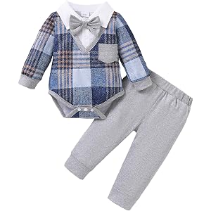 Jecson Baby Boy Clothes Newborn Boy Clothes Gentleman Bodysuit Pants Set | Soft stretch fabric, fall baby boy clothes, skin-f