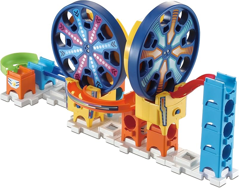 Vtech - marble rush fun fair set eletrônico m200e, circuito interativo de mármore e brinquedo de construção para crianças +4 anos, duas rodas gigantes eletrônicas e mais acessórios, versão esp