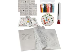 Embroidery Stitch Book kit, DIY Sewing Books with 6 Pages Sewing Patterns and Needlework Guide Manual for Beginners, Thread F