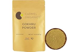 CARMEL ORGANICS Natural Gokhru/Gokhsuru Fruit Powder 8 Ounce or 0.5 Lb/ 227 Grams(Pack of 1)| Tribulus Terrestris Powder No Added Preservative.. | Non GMO