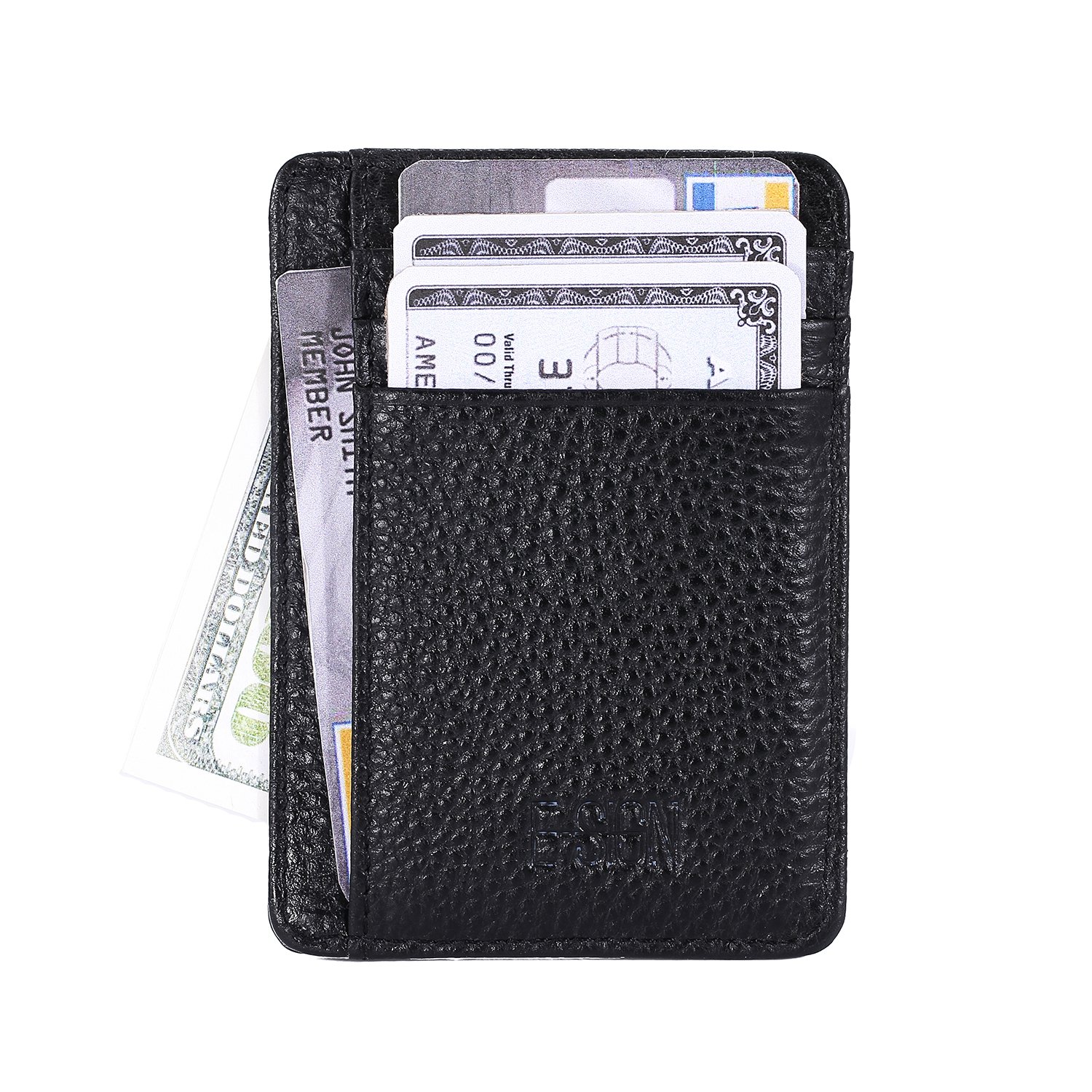 IVESIGN Slim Front Pocket Wallet RFID Blocking Credit Card Holder With ID Window (Black)