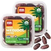 Natural Delights Organic Medjool Dates Pitted - 12 Oz Tub (Pack of 2) | USDA Certified Organic Fruit, Good Source of Fiber &amp; Potassium, Naturally Sweet, Large &amp; Plump Dates, Snack for On-the-Go