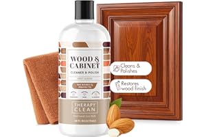 Therapy Wood Polish Bundle with Microfiber 16 oz. - Wood Furniture Polish, Best Furniture Cleaner - Almond Scent - Cleaner, Cabinet and Table Restorer, Natural Conditioner