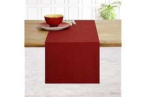 D'MOKSHA HOMES D'Moksha Linen Table Runner 36 inches Long, Divine Red Table Runner, Christmas Table Runner, Coffee Table Runner for Fall, Thanksgiving - Machine Washable, Earth Friendly - Hemmed, 14x36 inches