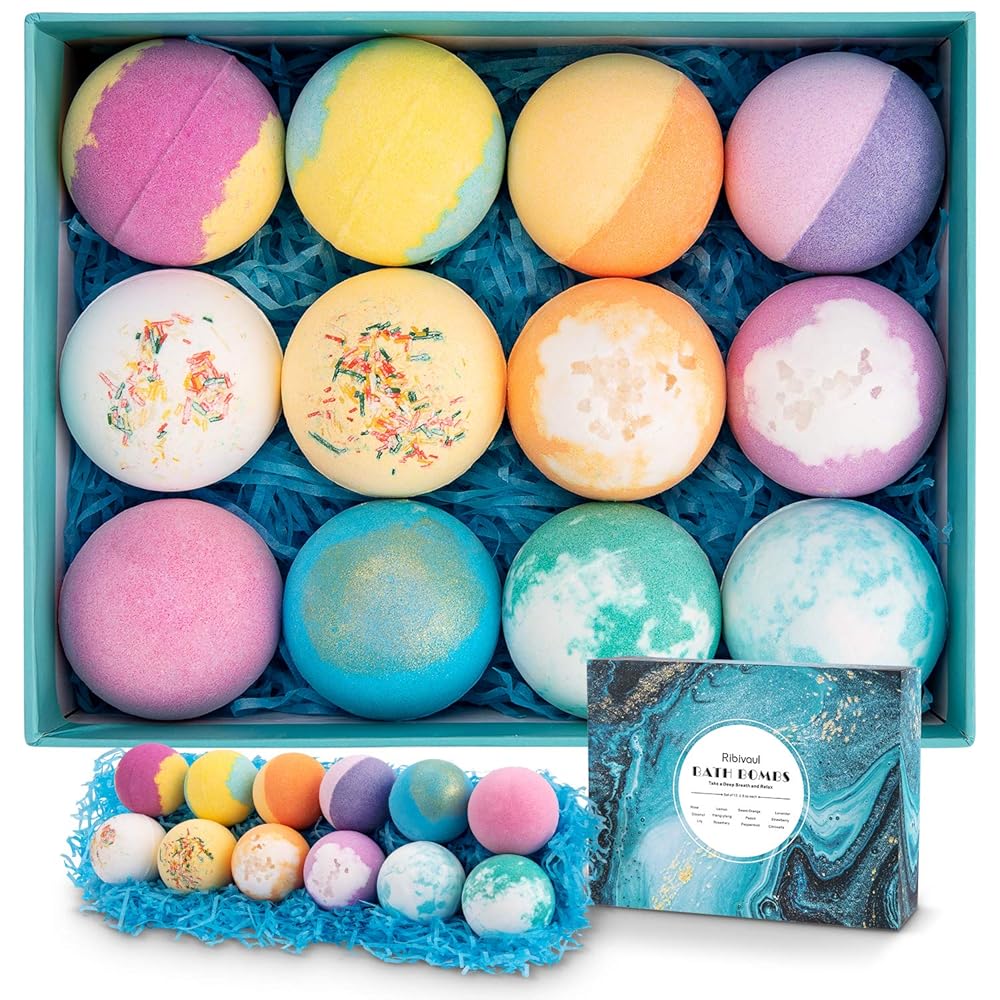 Bath Bombs, 12PCS Gift Set Bath Bomb with Natural & Organic Ingredients