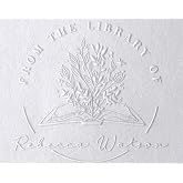 Book Embosser Personalized from The Library of | Ex Libris | Floral Stamper | Custom Library Stamps | Monogram Self-Inking Wood Handle (Floral 3)