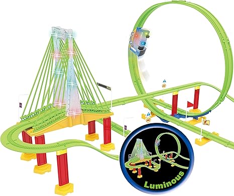 Haktoys Loco Racer Roller Coaster Train Playset With Lights