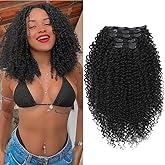Curly Clip in Hair Extensions, Urbeauty Pink Mango 6 PCS 100% Pure Protein Silk Curly Hair Extensions Clip Ins for Black Women Kinky Hair Soft Natural Durable Light Long Lifespan