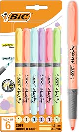 BIC Highlighters Grip Pastel Colours Multipack 6 pens view 1