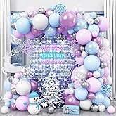 Winter Balloon Garland Arch Kit, 103Pcs Pearl Purple Blue White Metallic Silver Snowflake Latex Balloons Garland for Christmas Winter Wonderland Theme Princess Birthday Baby Shower Party Decorations