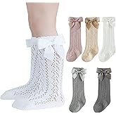 HOUSEYUAN Baby Girls Knee High Socks Pack Bow Long Stockings Infants Toddlers Ruffled Socks School Uniform Leggings Stockings