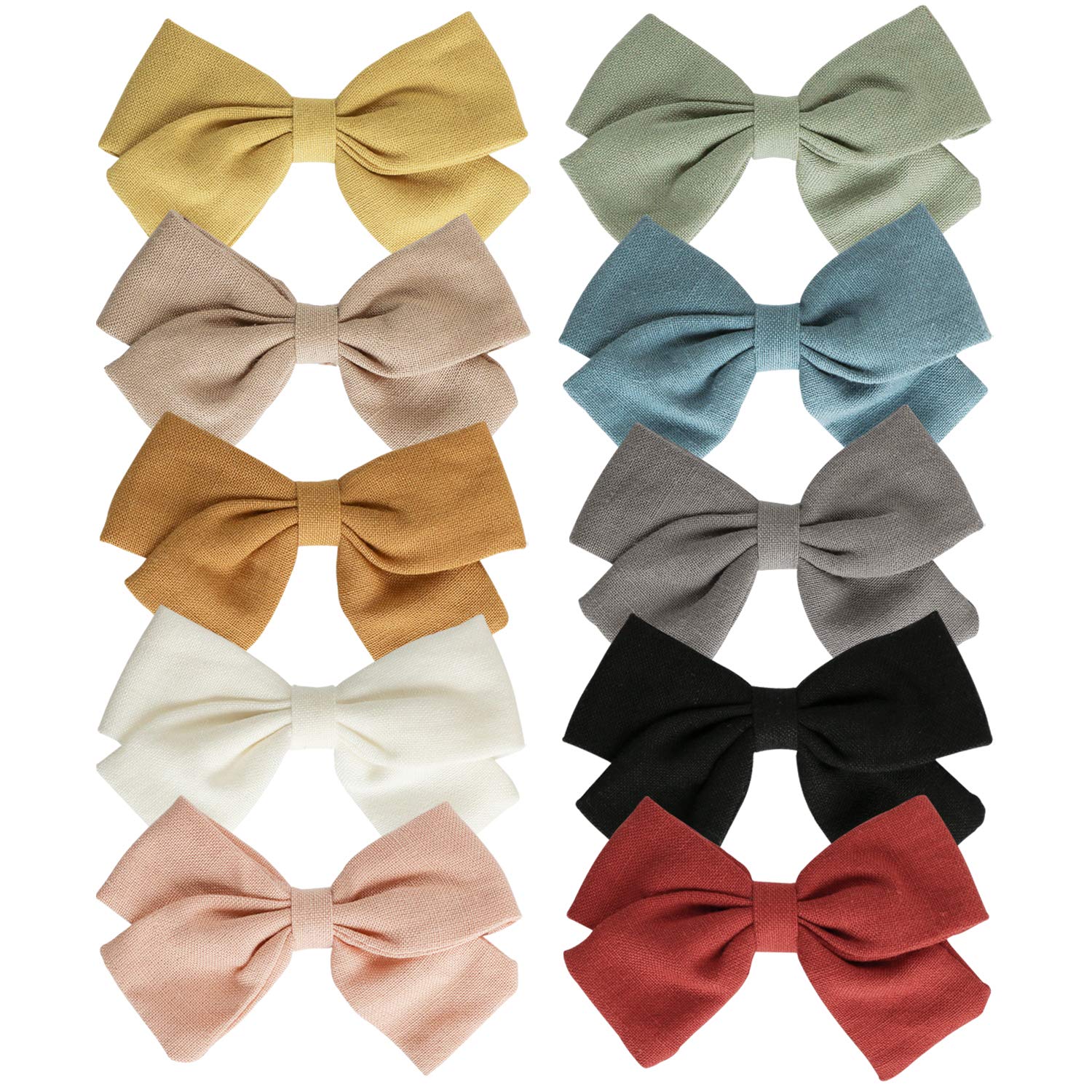 Photo 1 of Baby Girl Hair Clips Bows Barrettes 10 Pack Fully Lined Alligator Clip 3.4 Inch Hair Accessories for Little Girls Toddler Kids Children