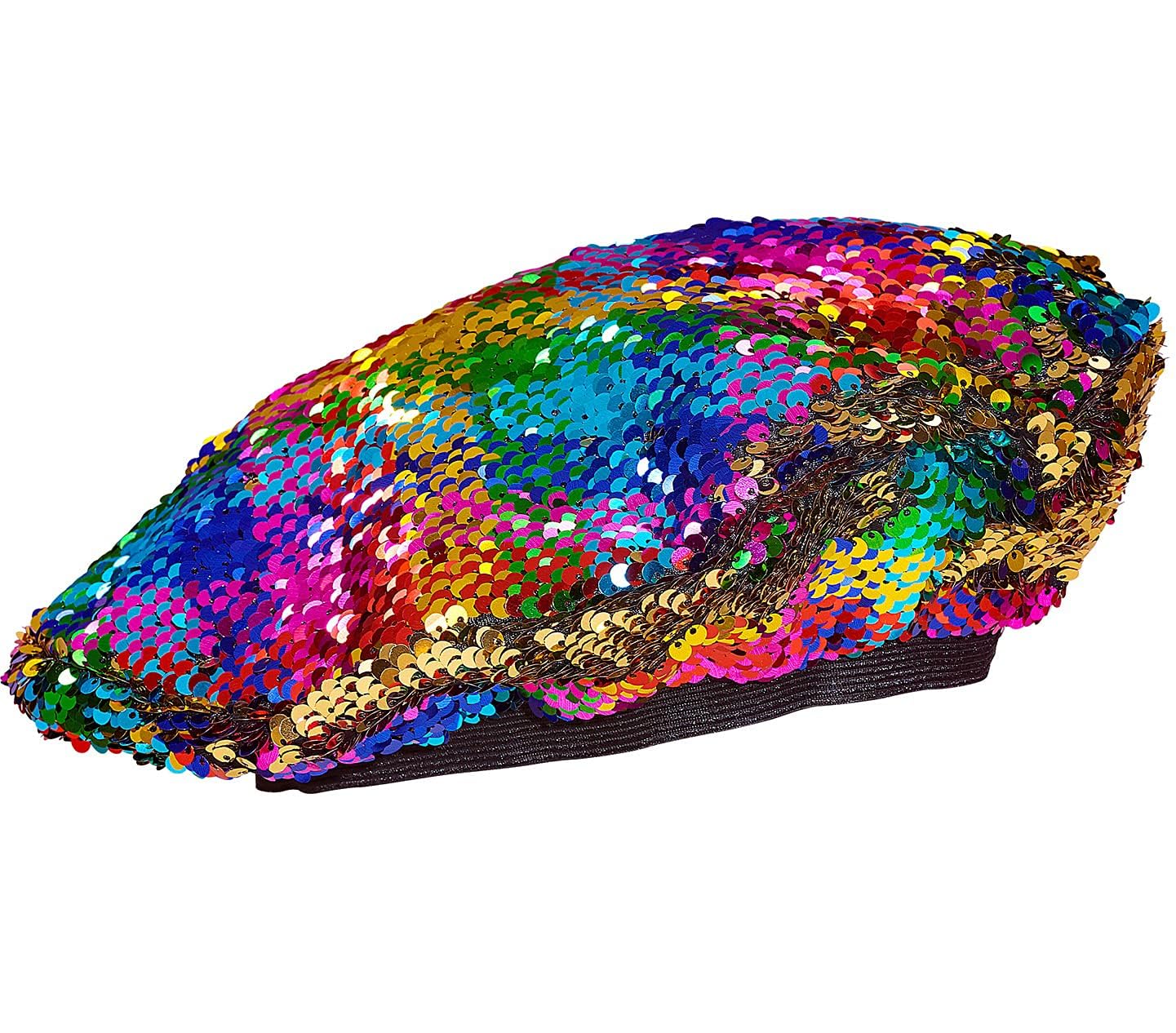 Widmann 10019 Beret Hat with Reversible Sequins, Disco, Theme Party, Carnival