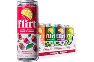 flirt drinks Sparkling Lemonade - Mixed Box - Real Lemon Juice & Organic Cane Sugar, 40% Less Sugar Than Soda, 12 x 355 ml Ca