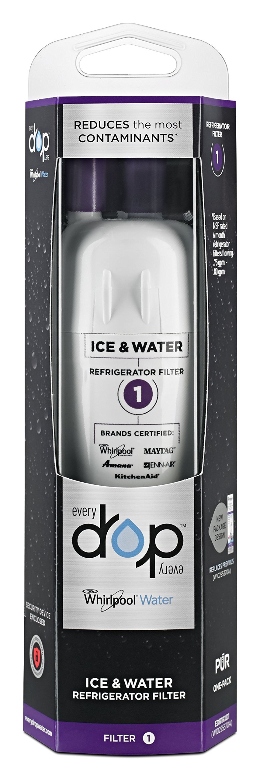 EveryDrop by Whirlpool Refrigerator Water Filter 1 (Pack of 1) Sleek