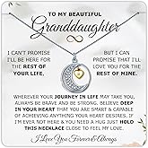 Love You This Much Granddaughter Moon & Back Necklace | .925 Sterling Silver | Birthday Gift for Granddaughter | 16-19" Adjustable | Luxury Box & Card Included