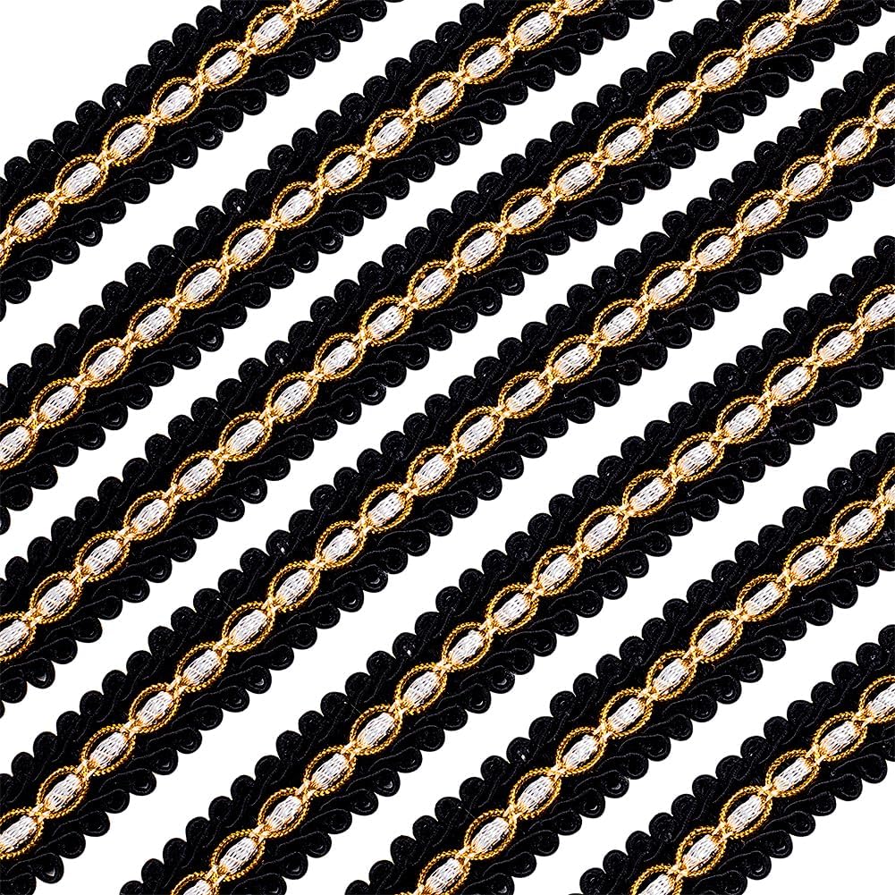 FINGERINSPIRE Black Braid Trim 18mm(W) x 13 Yards Polyester Ribbon Woven Gimp Fringe Trim Basic Trim Decorative Gimp Braid for Costume DIY Crafts Sewing Jewelry Making Home Decoration