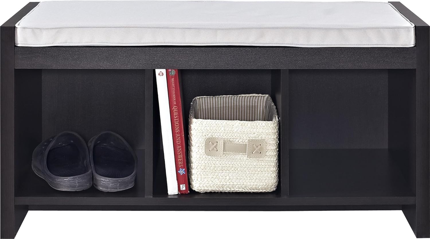 Ameriwood Home Penelope Entryway Storage Bench with Cushion, Espresso: Furniture & Decor