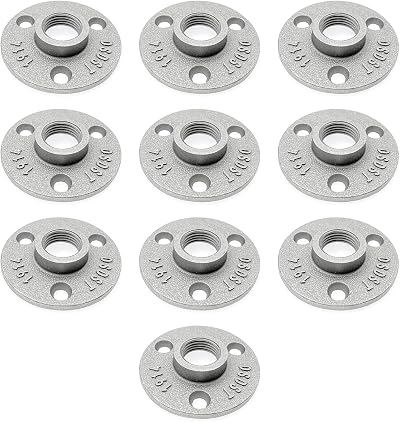 JZK 10x 1/2 Inch Aluminum Alloy Floor Flange for 15mm Pipe Metal Pipe Shelf