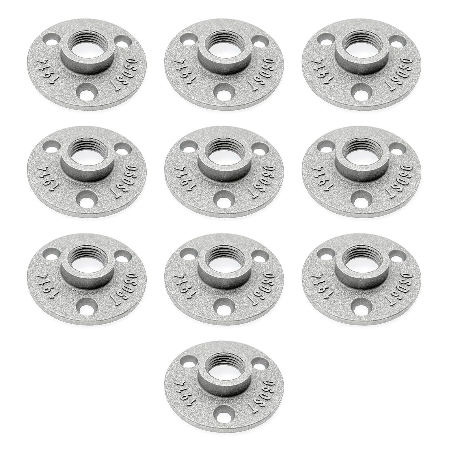 JZK Aluminum Alloy Floor Flange - 10x 1/2" for 15mm Pipe, Silver Metal Pipe Shelf Bracket
