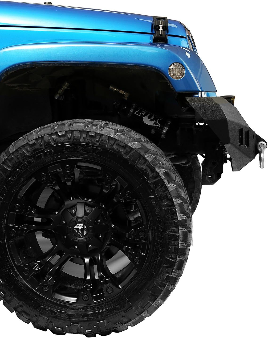 Hooke Road Jeep Wrangler JK Climber Bumper Full Width Front Bumper w/DRings & LED Lights for