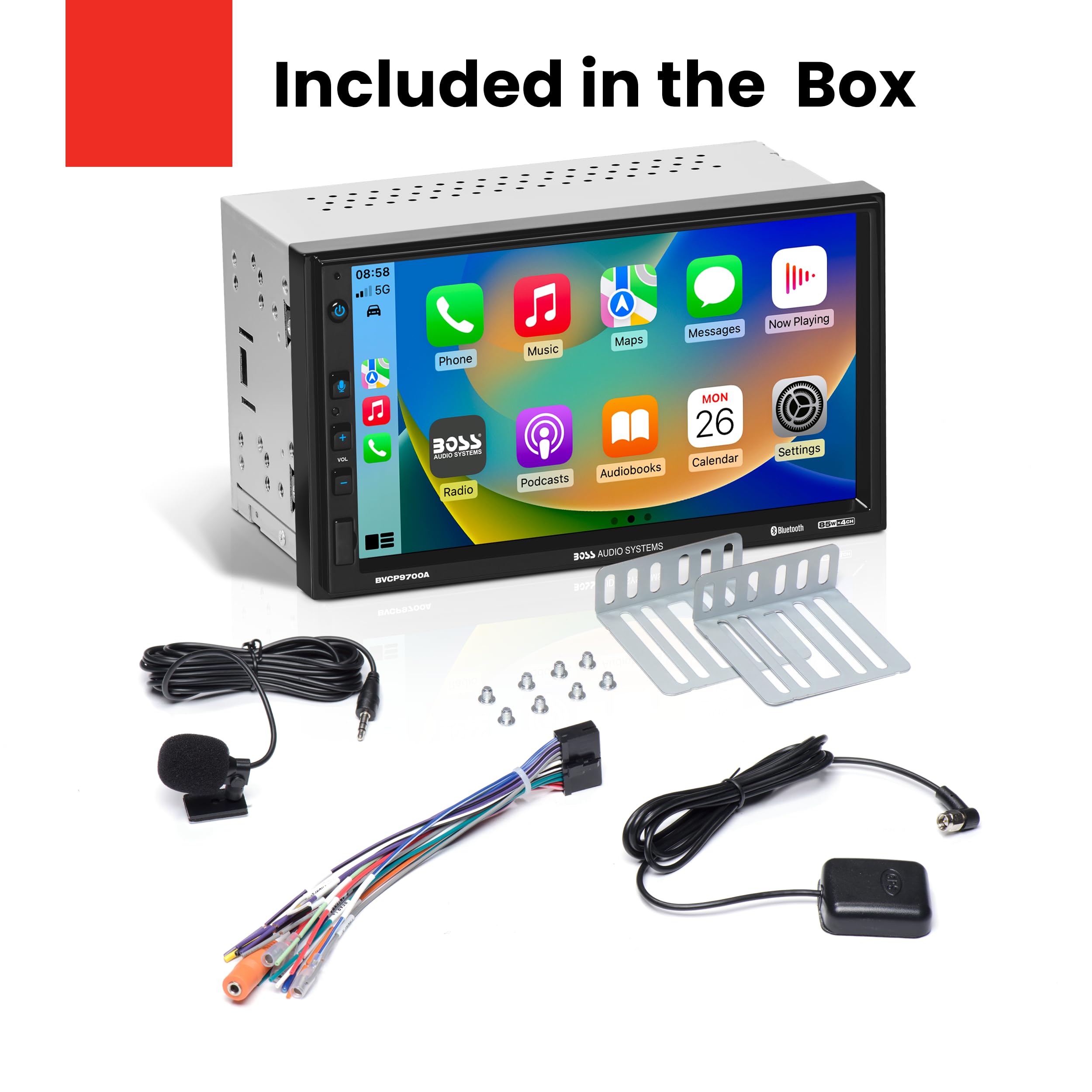 BOSS Audio Systems BVCP9700A Car Stereo - Apple CarPlay, Android Auto, Double Din, 7 Inch Touchscreen, Bluetooth, No CD DVD Player, AM/FM Radio Receiver