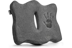 SUTERA Proper Posture Seat Cushion for Office Chair or Car Seat, Superior Memory Foam for Support and Back Pain Relief, Rubber Grips Underneath to Prevent Shifting (17.7x16x4.3 inches)