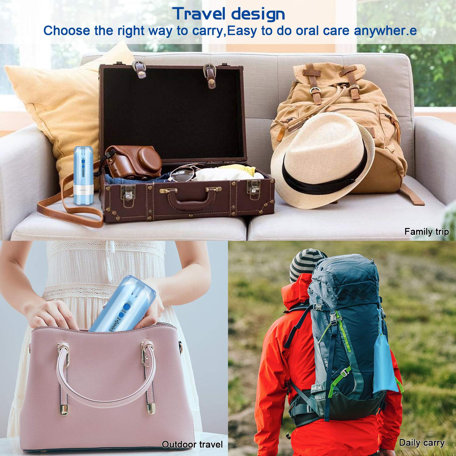 Water Flossers for Teeth,Small Water Flosser Portable for Trave(Grey)